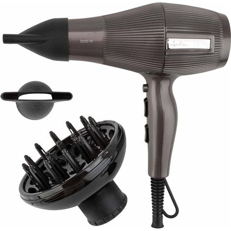 Secador de pelo profesional JATA JBSC1290. Secador de pelo iónico. 2200 W. 2 boquillas concentradoras y un difusor. 3 niveles de (1/5)