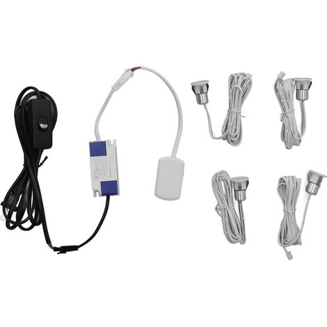 Plafonnier intérieur LED encastré à 4 spots, idéal pour vitrines de bijoux, musées et murs (États-Unis, 100-265 V, lumière blanche positive, 6000 K). (1/5)