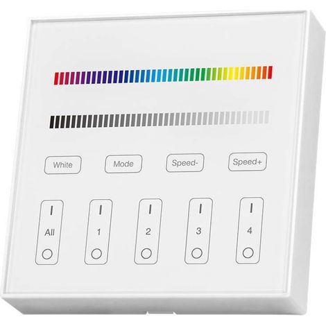 Controlador WiFi V-TAC para tira LED de pared, regulador de intensidad de 4 zonas, CCT RGBW, GFSK, 30 metros