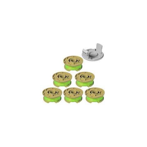 AC80RL3 Bobine de rechange pour débroussailleuse Ryobi One Plus + AC80RL3 3,4 m 0,2 cm Bobines de remplacement pour débroussailleuse sans fil Ryobi 18 V, 24 V, 40 V (6 bobines, 2 capuchon) (1/4)