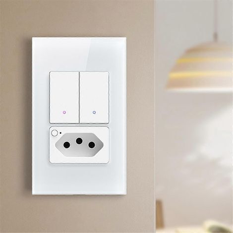 Interrupteur intelligent WiFi Tuya Brésil - Prise requise - Interrupteur double pour éclairage (1/5)