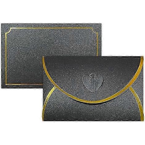Lot de 50 enveloppes pour cartes cadeaux avec boucle en forme de cœur et bordure dorée, idéales pour les cartes de vœux et les mariages. (1/4)