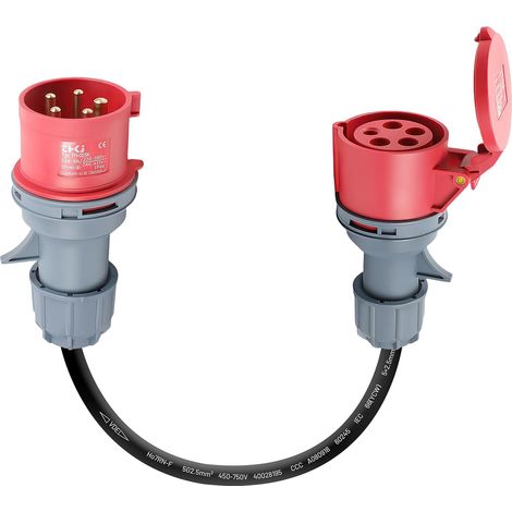 Adaptateur CEE 32 A vers coupleur 16 A, coupleur 16 A vers fiche 32 A, adaptateur CEE 5 broches, courant élevé, prise industrielle pour véhicules électriques (1/5)