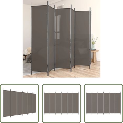 Raumteiler - 6-tlg. Paravent Anthrazit 300x200 cm Stoff (1/5)