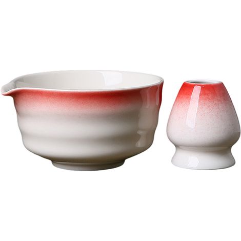 Bol à thé 2 pièces avec bec verseur, cérémonie du matcha avec porte-fouet, service à thé matcha, bol à matcha japonais traditionnel pour débutants (1/5)
