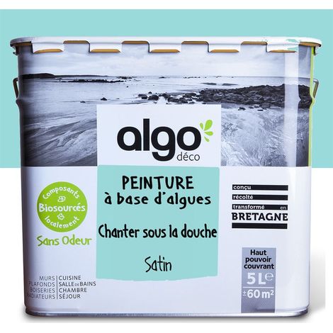 Peinture écologique Algo - Satin - Bleu Chanter sous la douche - 5L