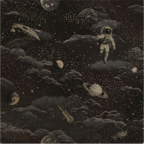 Holden Decor Lost In Space Black Gold Wallpaper Washable Kids Room Toy Room (1/4)