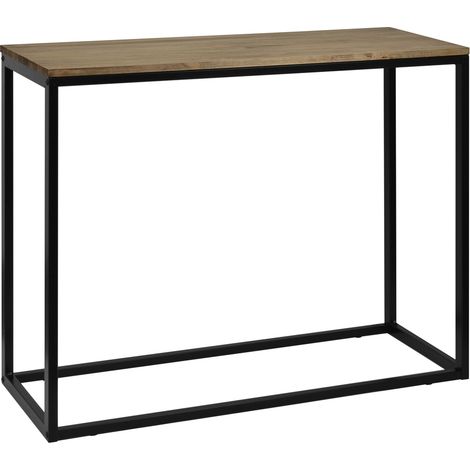 Consola Recibidor iCub 120x35x82cm Negro en madera maciza de pino acabado vintage estilo industrial Box Furniture (1/5)