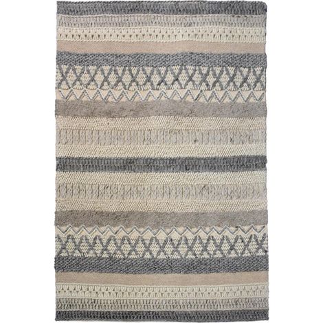 Tapis kilim fait à la main 120x170 beige et marron rectangle motif ethnique (1/5)