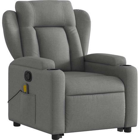 Poltrona relax TV funzione massaggio reclinabile e sollevamento elettrico in tessuto grigio scuro DEC026959