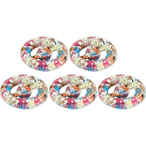 Lot de 5 anneaux de grip ronds imprimés en silicone, jouet anti-stress pour doigts, entraînement de rééducation à domicile, motif cartoon (1/5)