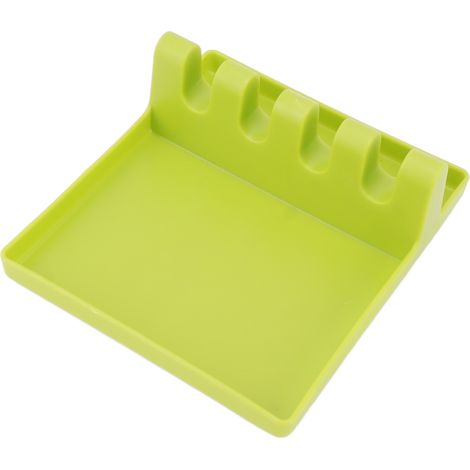Repose-cuillères multifonctionnel en plastique vert, porte-cuillères multiple pour plan de travail de cuisine (1/5)
