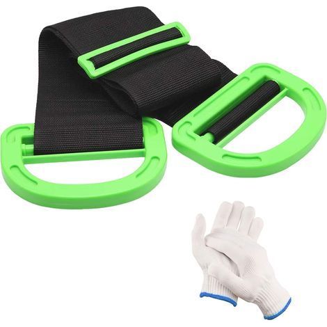 1 Pcs Sangle de Levage avec Poignée Bande de Déménagement Réglable pour Meuble Boîte Ceinture de Support des Objets Lourds jusqu'à 150 kg Sangles de Transport avec 1 Paire de Gants- (1/5)
