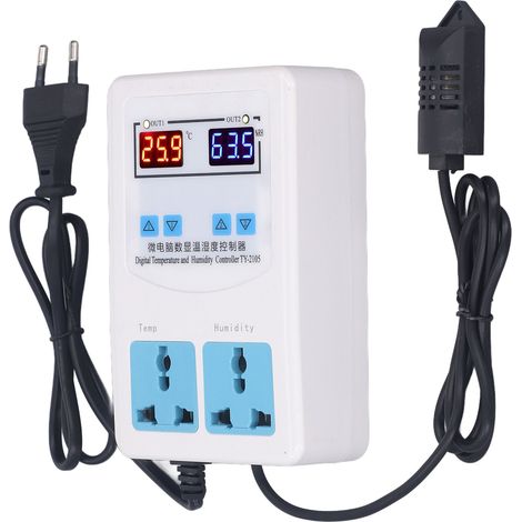Thermostat Hygrostat Numérique -20 à 60°C 0-100% RH avec Affichage LCD et Prise Européenne 110-220V (1/5)