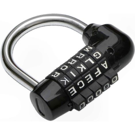 Cadenas à combinaison 5 lettres - Noir - Sécurisez vos bagages, casiers et autres objets sur l'autoroute (1/4)