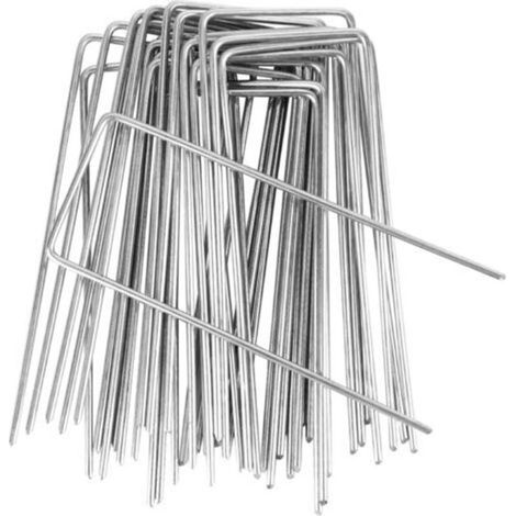 Piquets de Jardin 50 Pcs,agrafes Paillage Acier Inoxydable Piquets de Fixation en Acier pour Jardin Toiles de Paillages et de Jardinage Grillage Piquet Fixation Tente Sol Cheville Agrafes Jardinage (1/5)