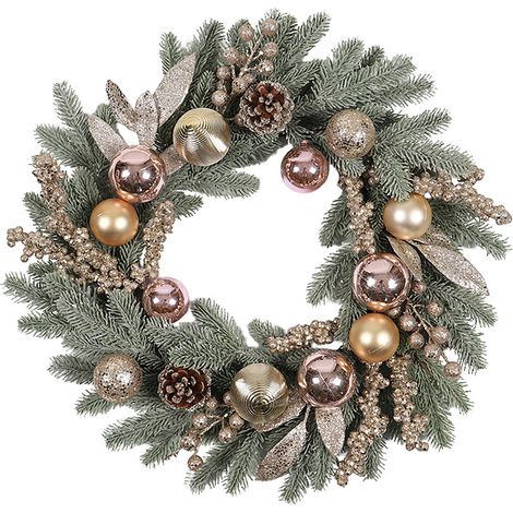 Couronne de noël, décoration de vacances, cadeau charmant, ornement artificiel polyvalent pour porche d'entrée extérieur (1/5)