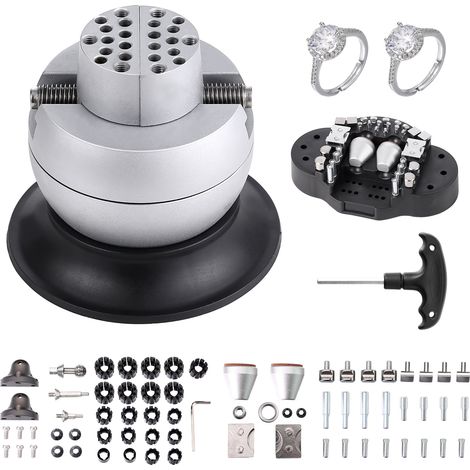 Mophorn Tornillo de Banco de Bolas para Grabador 78 mm, Base Giratoria de 360° Tornillo de Banco, Mandíbula Ajustable con 70 Accesorios, Herramienta de Ajuste de Grabado para Joyería de Precisión