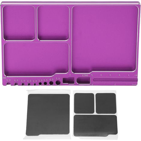 Plateau magnétique pour vis en alliage d'aluminium, idéal pour la réparation RC et l'adsorption de pièces, couleur violette. (1/5)