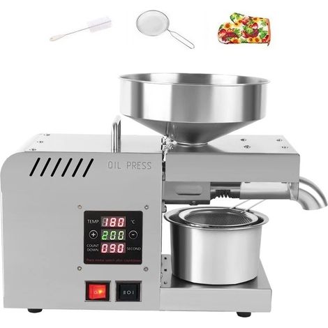 CHIGOODS Edelstahl Temperaturregelung Automatischer Samen Ölpresse Maschinenpresser 1500W