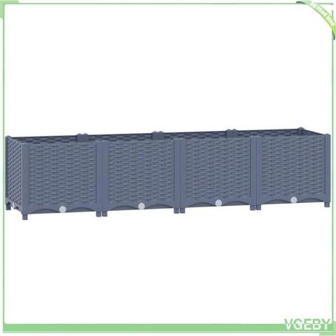 Lit surélevé (jardinière) - FAFEICY - 310404 - 160x40x38 cm - Polypropylène - Bleu gris (1/5)