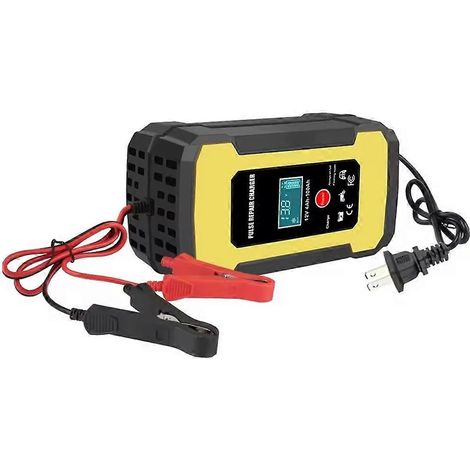 Intelligentes Impuls-Batterieladegerät mit LCD-Bildschirm für Auto und Motorrad, 12 V, 6 A, für GEL-Bleiakkumulatoren, US-Stecker. (1/5)