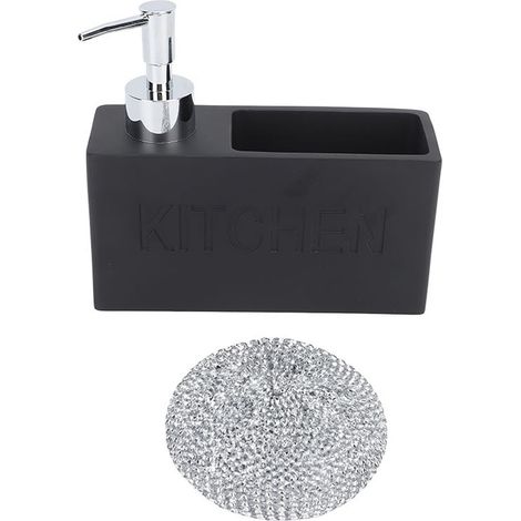Support de cuvette de toilette noir, multifonctionnel, avec mécanisme de nettoyage à bille, en résine, pour lavabos de cuisine et de salle de bain. (1/5)