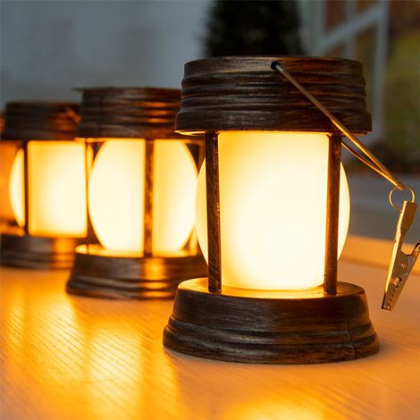 Lampe Solaire Rétro - Lampe à Induction LED pour Extérieur - Idéale Jardin, Allée, Camping - 12 x 10 cm - Batterie 600 mAh - IP65 - 1 Pièce (1/5)