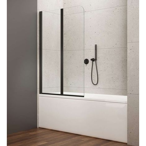 Aqualine Wila - Badewannenaufsatz 90x140 cm, zweiteilig, schwarz/Klarglas AQ5742B (1/5)