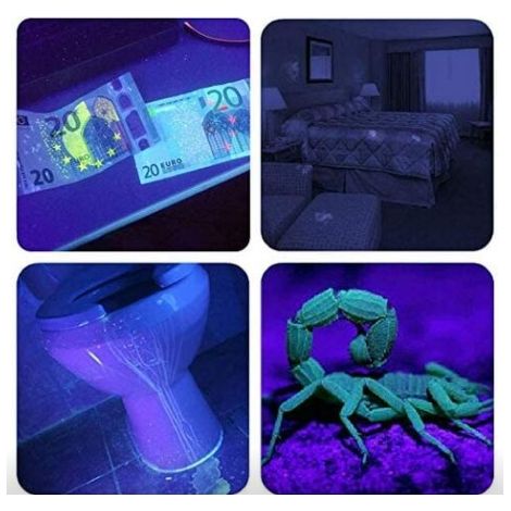 Lampe torche UV 51 LED, Lampe torche UV avec lumière noire, lampe torche UV puissante, lampe torche UV pour urine animale, résine, détecteur UV à lumière noire (noir) MNS (1/3)
