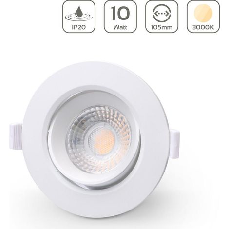LED Einbaustrahler IP20 10W Ø105mm 36° dimmbar - Lichtfarbe: Warmweiß 3000K (1/4)