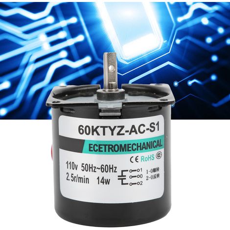 XD60KTYZ 14-W-Wechselstrom-Synchronmotor, langsam laufender Permanentmagnetmotor, drehmomentstarker, bidirektionaler Mikromotor mit niedriger Drehzahl, 2,5 U/min Mittelwelle, 110 V Wechselstrom (1/5)
