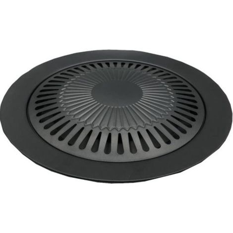 Grillbesteck-Set – Zubehör für die Zubereitung von Speisen im Freien, runde, randlose Antihaft-Grillplatte, Drehspießplatte für den Grill (1/2)