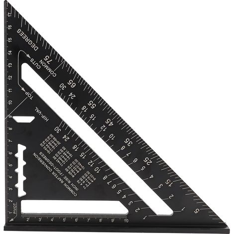 7" Rapporteur d'angle de triangle, couleur noire, Équerre Triangle Règle d'Angle Rapporteur en alliage d'aluminium (Métrique) (1/5)