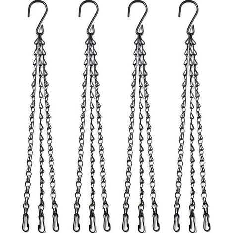 Schwarze 3-strängige Hängekorbkette 51 cm (20 Zoll) für Futterhäuschen, Pflanzen, Blumentöpfe, Vogelhäuser, Laternen, Dekorationen (1/5)