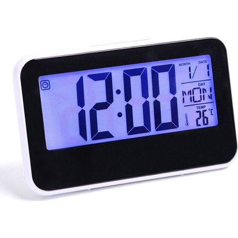 YMYNY Grande horloge murale LCD silencieuse avec affichage de la température et de l'humidité, horloge avec jour de la semaine et date, horloge murale numérique pour bureau à domicile (1/4)