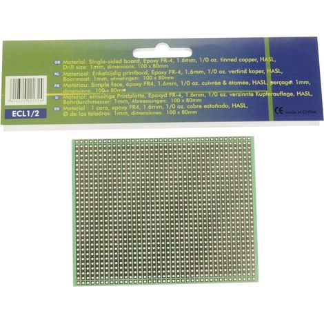 Velleman ECL1/2 Scheda formato Europa (L x L) 80 mm x 100 mm Passo 2.54 mm Contenuto 1 pz.