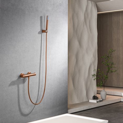 Imex -  Grifo Ducha y Bañera Termostatico Oro Rosa Serie Monza