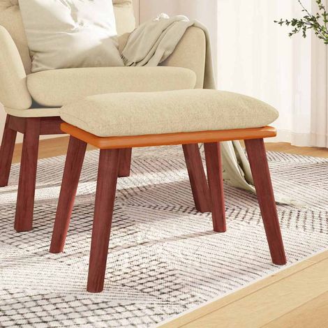 Repose-Pieds pour Salon ou Chambre - Tabouret Pouf Crème 45x29,5x39 cm Tissu et similicuir BV621517 - BonneVie (1/5)