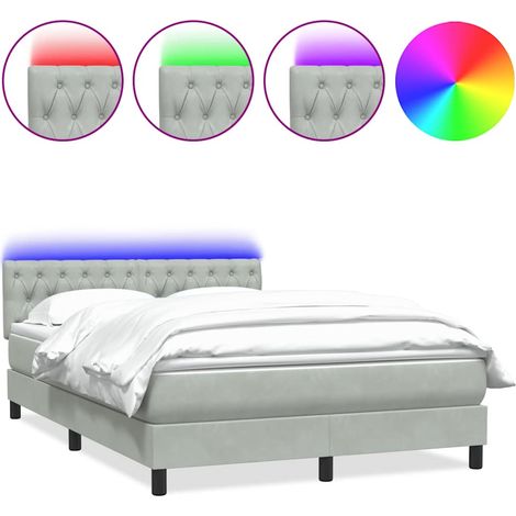 Maison Exclusive - Letto a Molle con Materasso e LED Grigio Chiaro 160x210cm Velluto