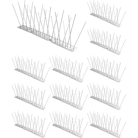 ® 4PCS x 25cm Piques Anti Pigeon/Oiseaux/Chat en Acier Inoxydable pour Balcon/Clôture/Toit (Longueur Totale 1 M) (1/5)