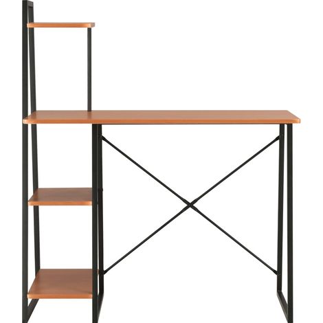 vidaXL Scrivania con Mensole Nera e Marrone 102x50x117 cm