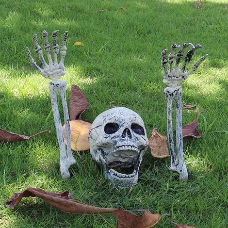 Halloween-Dekoration: Totenkopf- und Knochenhand-Simulation, Totenkopf-Accessoires, gruselige Totenkopf-Ornamente für Bars/Geheimräume (1/4)