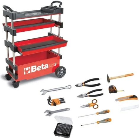 Beta 2700S/VU Carrello portautensili richiudibile con assortimento 100 Pz. - Rosso
