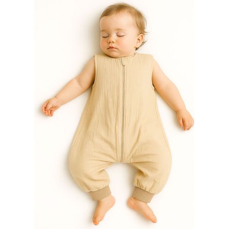 Saco de dormir de muselina para niños con piernas L 9-24 meses verano TOG 1.0 - crema (1/5)