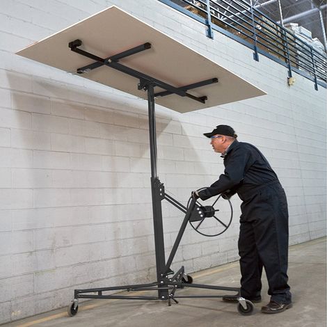 Profession Mobile 11ft Drywall Hoist Plasterboard Lifter Caster Panel Sheet Lift, Black (1/5)