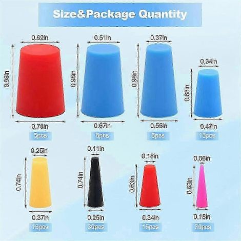 Tapones cónicos de silicona resistentes al calor, 120 unidades, 8 tamaños (1/16"-5/8") para sellado de agujeros en carreteras.