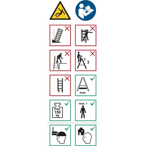 Layher Piktogrammetiketten für Stehleitern 1039, 1043, 1061, 1064 10er-Pack (1/2)