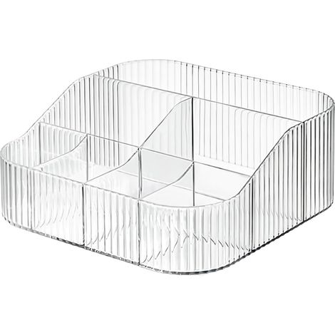 Make-up-Organizer mit 7 Fächern, Aufbewahrung für Make-up-Pinsel aus Acryl, Schminktisch-Organizer für Kosmetikartikel, Eyeliner, Lippenstift (Transparent XL)