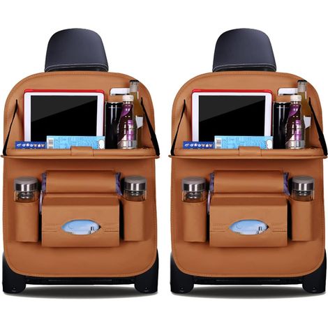2 Pack Tapis de protection, Cuir PU, Pliable, Imperméable, Rangement arrière